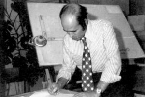 حسین عبداللهزاده حقیقی در حال طراحی